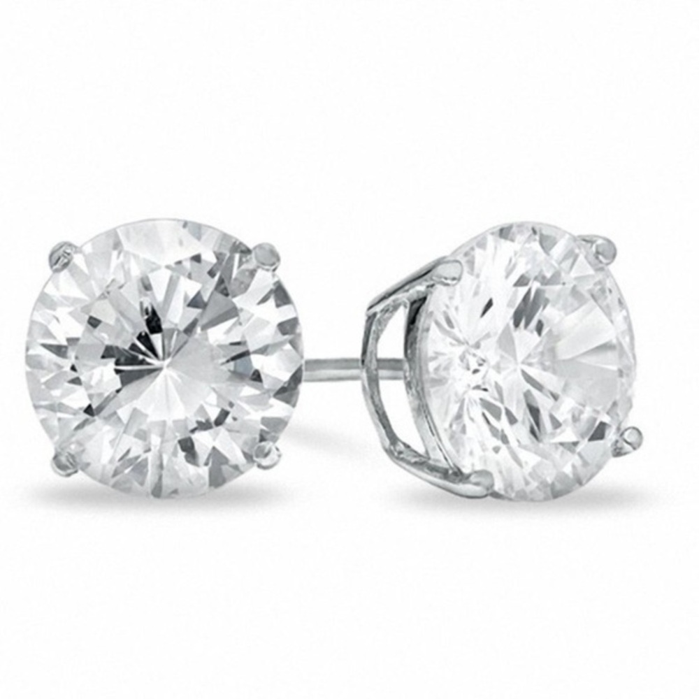 ⚡️Renaissance Collection 14k White Gold Over Sterling Silver Round CZ Studs